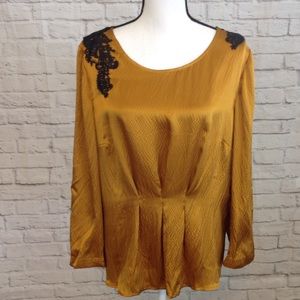 Soft Surroundings | Mustard 100% Silk Top
